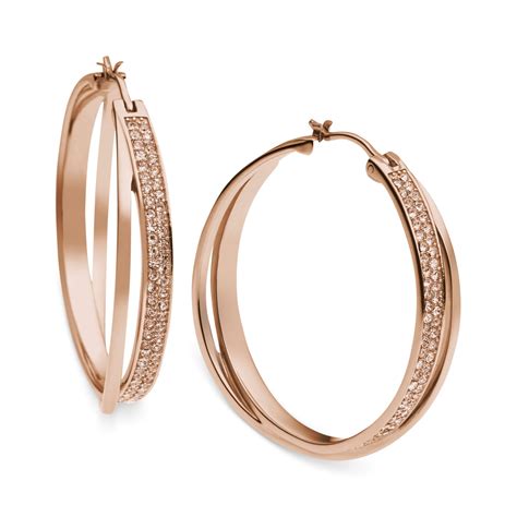 michael kors earrings rose gold studs|Michael Kors gold hoop earrings.